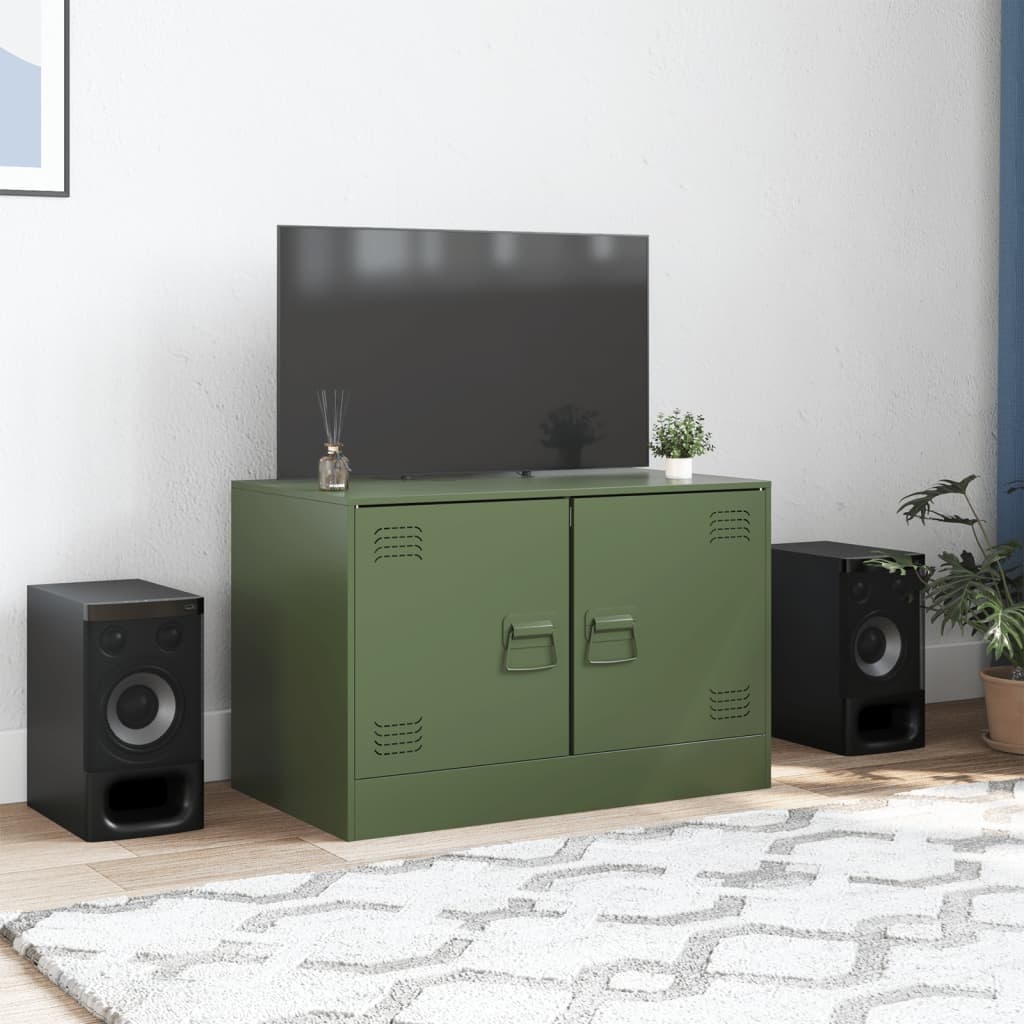 VidaXL Tv-meubel 67x39x44 cm staal olijfgroen