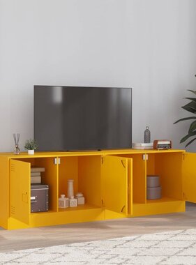 VidaXL Tv-meubelen 2 st 67x39x44 cm staal mosterdgeel
