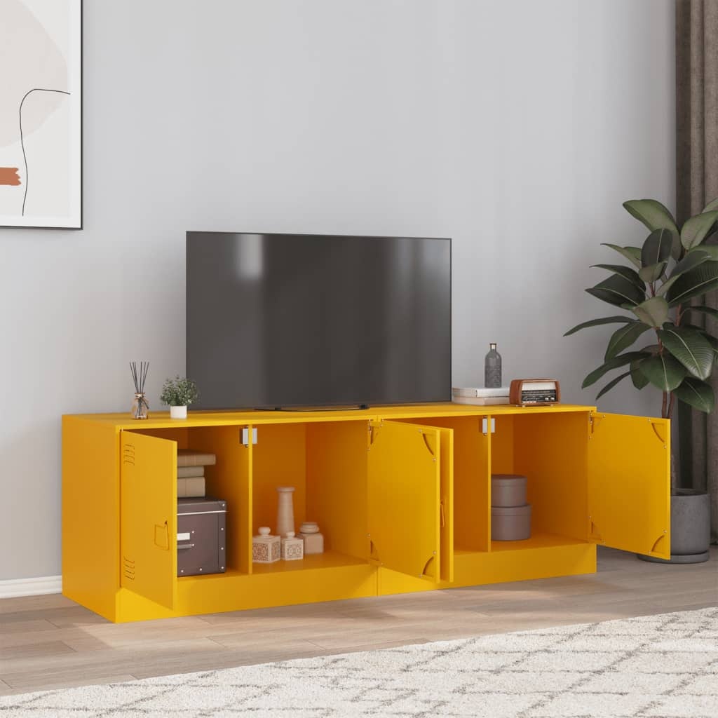 VidaXL Tv-meubelen 2 st 67x39x44 cm staal mosterdgeel