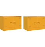VidaXL Tv-meubelen 2 st 67x39x44 cm staal mosterdgeel