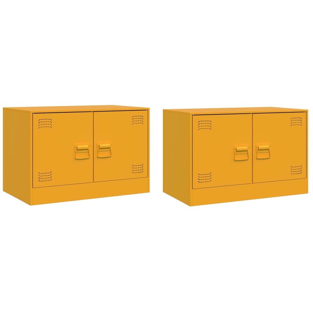 VidaXL Tv-meubelen 2 st 67x39x44 cm staal mosterdgeel