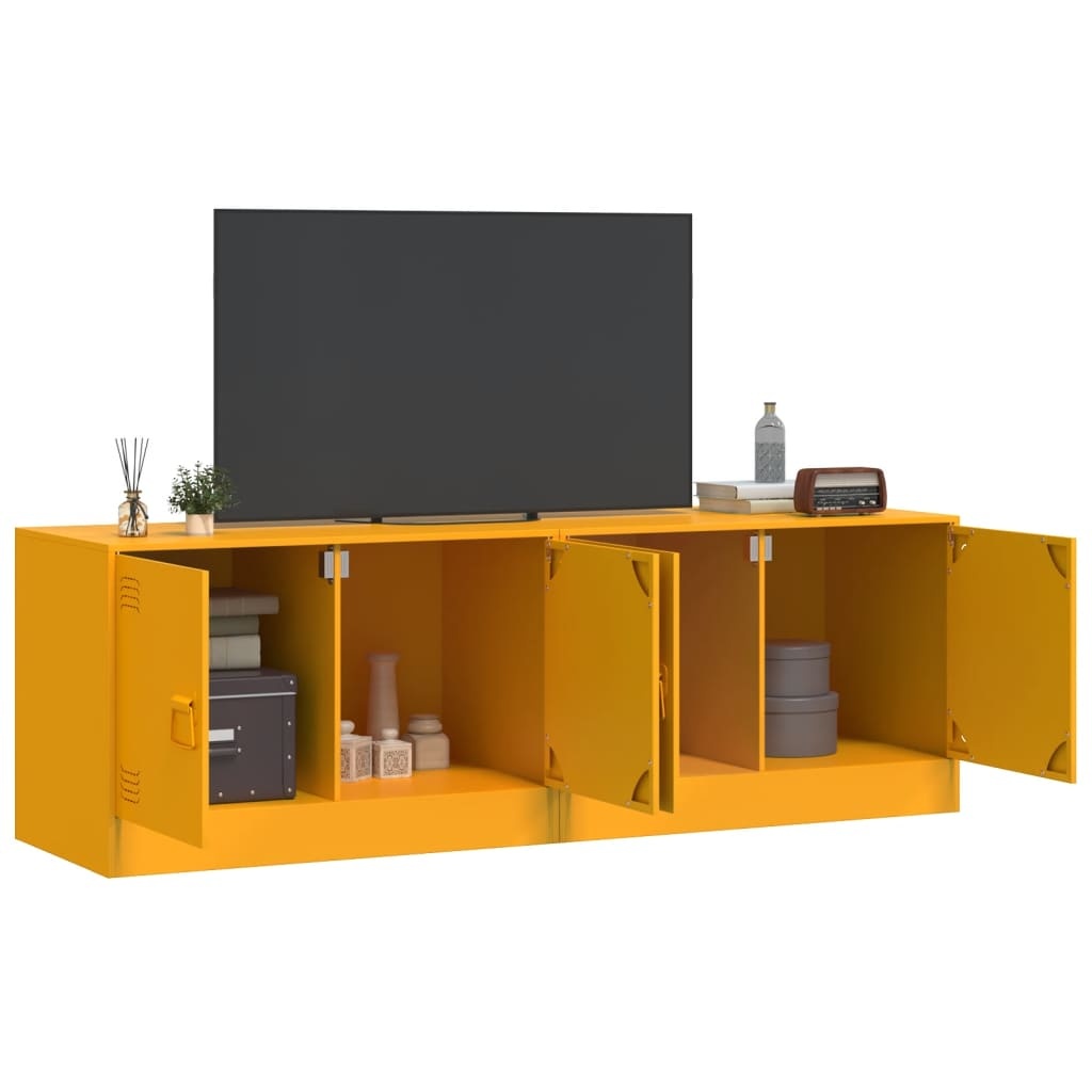 VidaXL Tv-meubelen 2 st 67x39x44 cm staal mosterdgeel