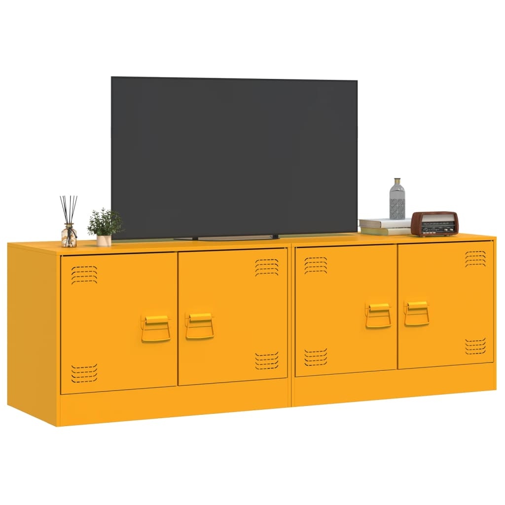 VidaXL Tv-meubelen 2 st 67x39x44 cm staal mosterdgeel