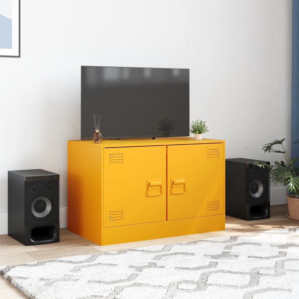 VidaXL Tv-meubel 67x39x44 cm staal mosterdgeel