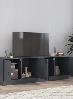 VidaXL Tv-meubelen 2 st 67x39x44 cm staal antracietkleurig