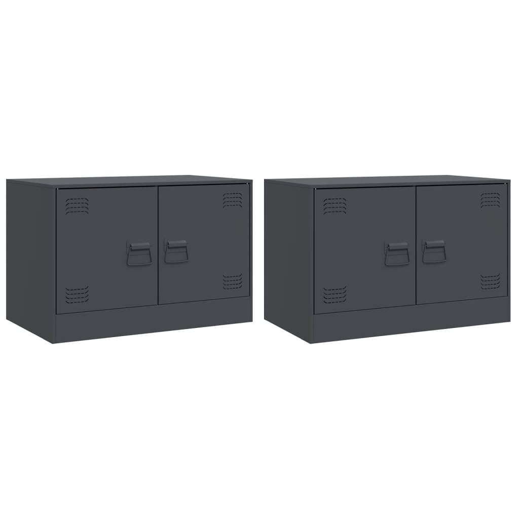 VidaXL Tv-meubelen 2 st 67x39x44 cm staal antracietkleurig