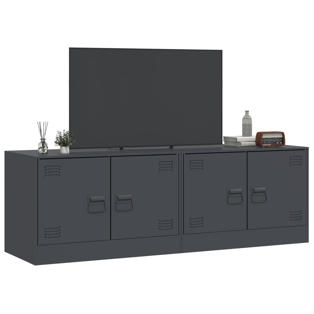 VidaXL Tv-meubelen 2 st 67x39x44 cm staal antracietkleurig