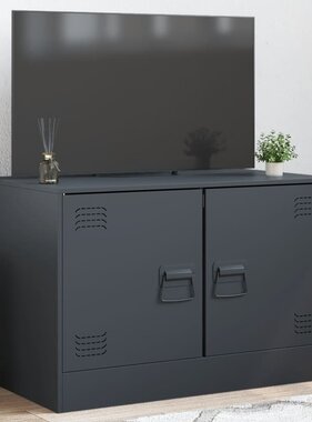 VidaXL Tv-meubel 67x39x44 cm staal antracietkleurig