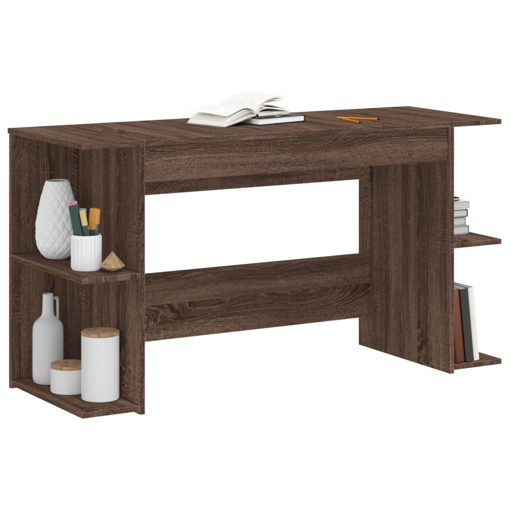 VidaXL Bureau 140x50x75 cm bewerkt hout bruin eikenkleur