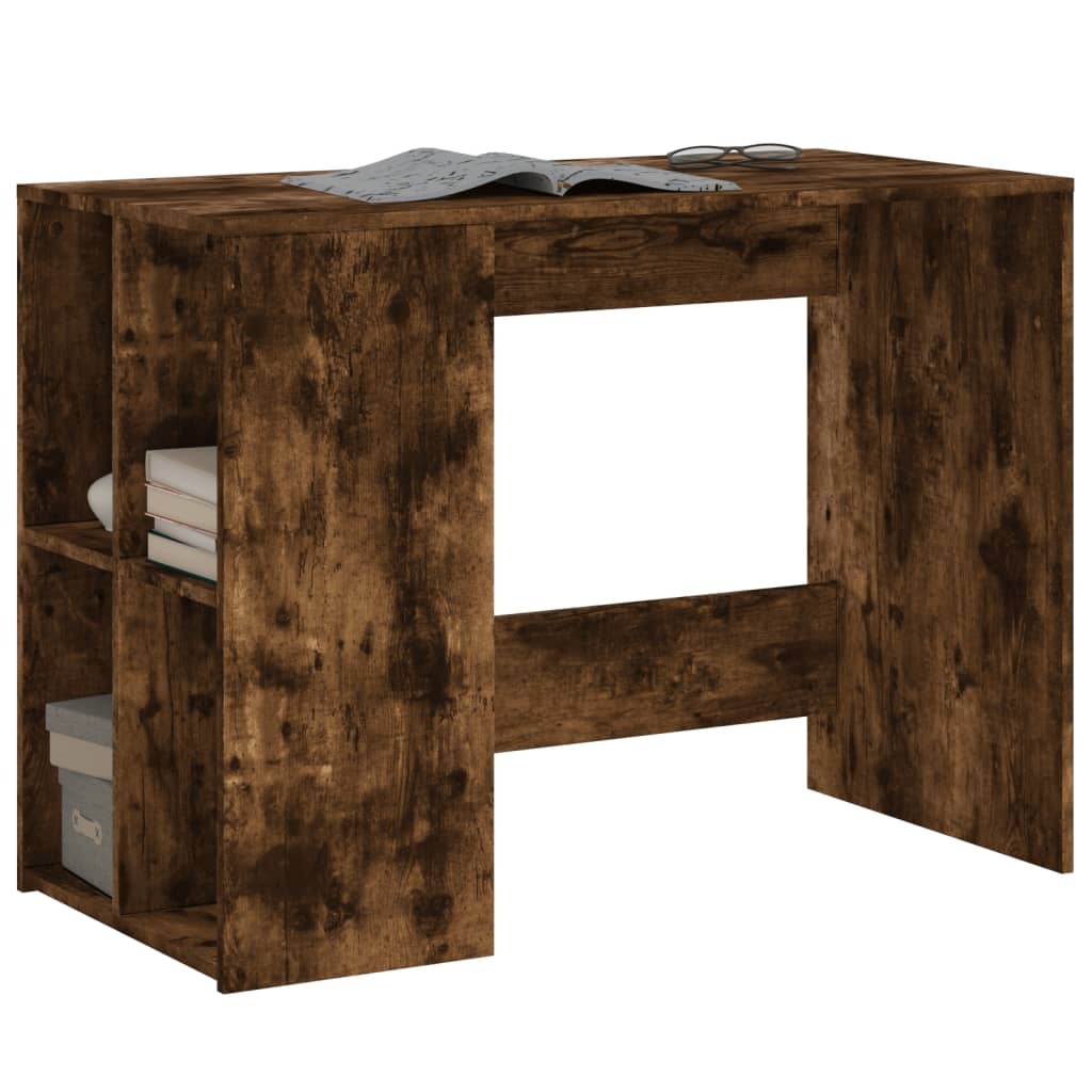 VidaXL Bureau 102x50x75 cm bewerkt hout gerookt eikenkleurig
