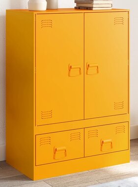 VidaXL Hoge kast 67x39x95 cm staal mosterdgeel