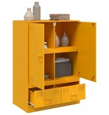 VidaXL Hoge kast 67x39x95 cm staal mosterdgeel