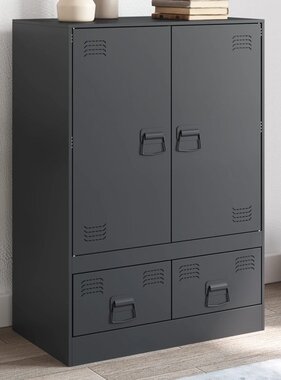 VidaXL Hoge kast 67x39x95 cm staal antracietkleurig
