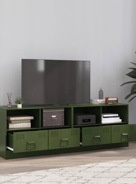 VidaXL Nachtkastjes 2 st 67x39x44 cm staal olijfgroen