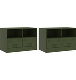 VidaXL Nachtkastjes 2 st 67x39x44 cm staal olijfgroen
