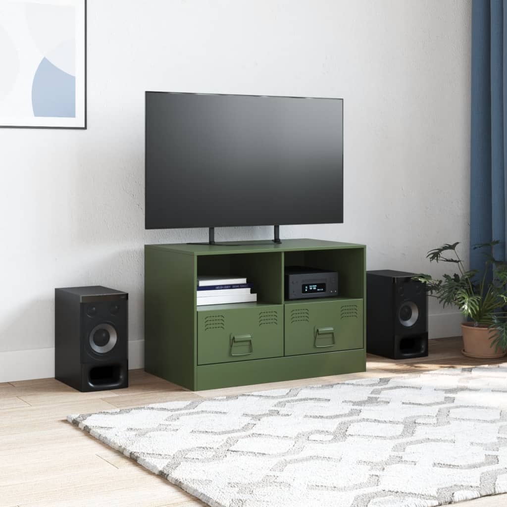 VidaXL Tv-meubel 67x39x44 cm staal olijfgroen