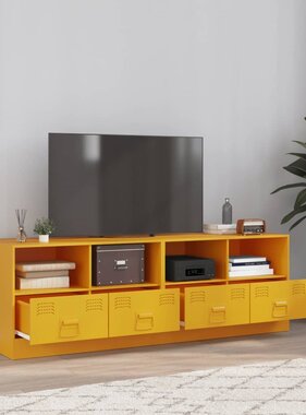 VidaXL Tv-meubelen 2 st 67x39x44 cm staal mosterdgeel