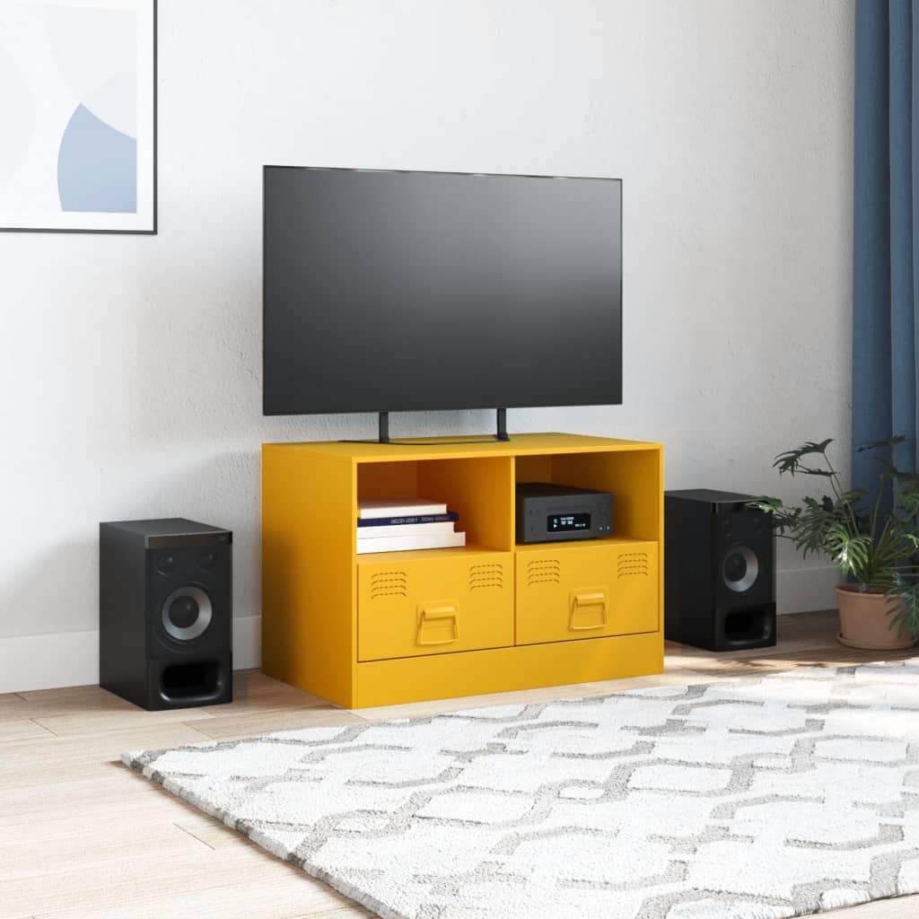 VidaXL Tv-meubel 67x39x44 cm staal mosterdgeel