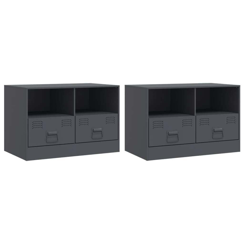 VidaXL Tv-meubelen 2 st 67x39x44 cm staal antracietkleurig