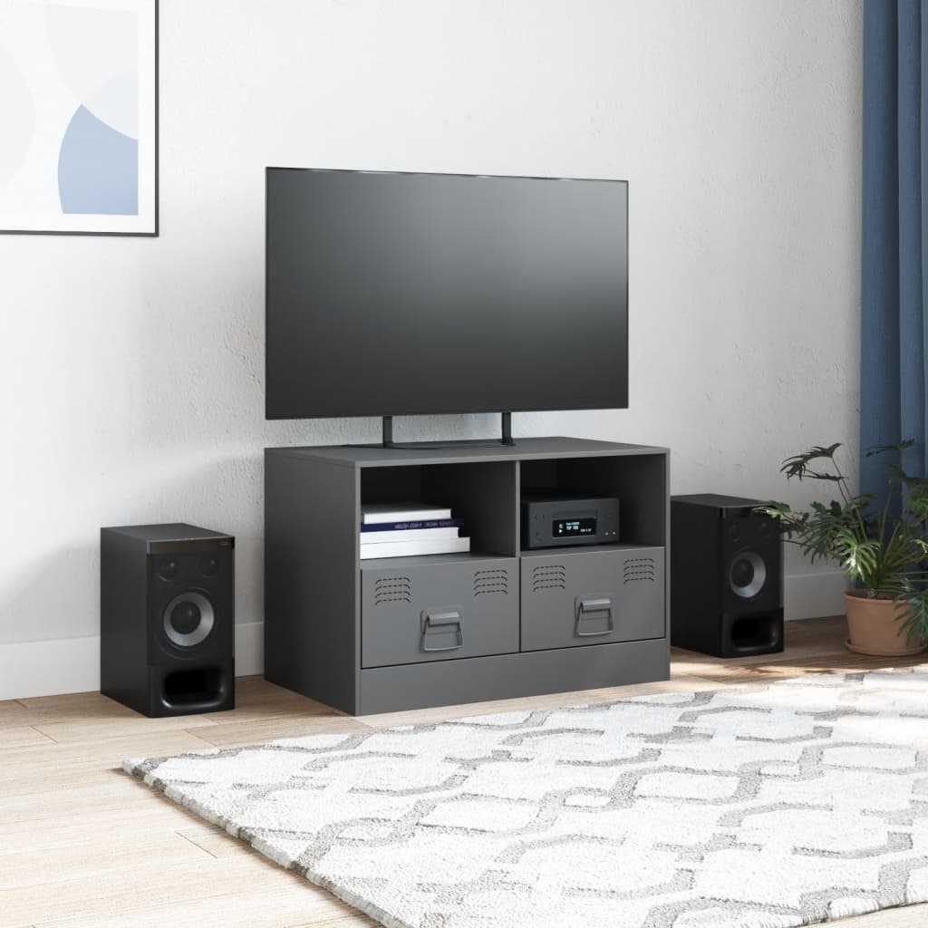 VidaXL Tv-meubel 67x39x44 cm staal antracietkleurig