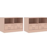 VidaXL Tv-meubelen 2 st 67x39x44 cm staal roze