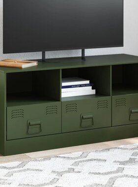 VidaXL Tv-meubel 99x39x44 cm staal olijfgroen
