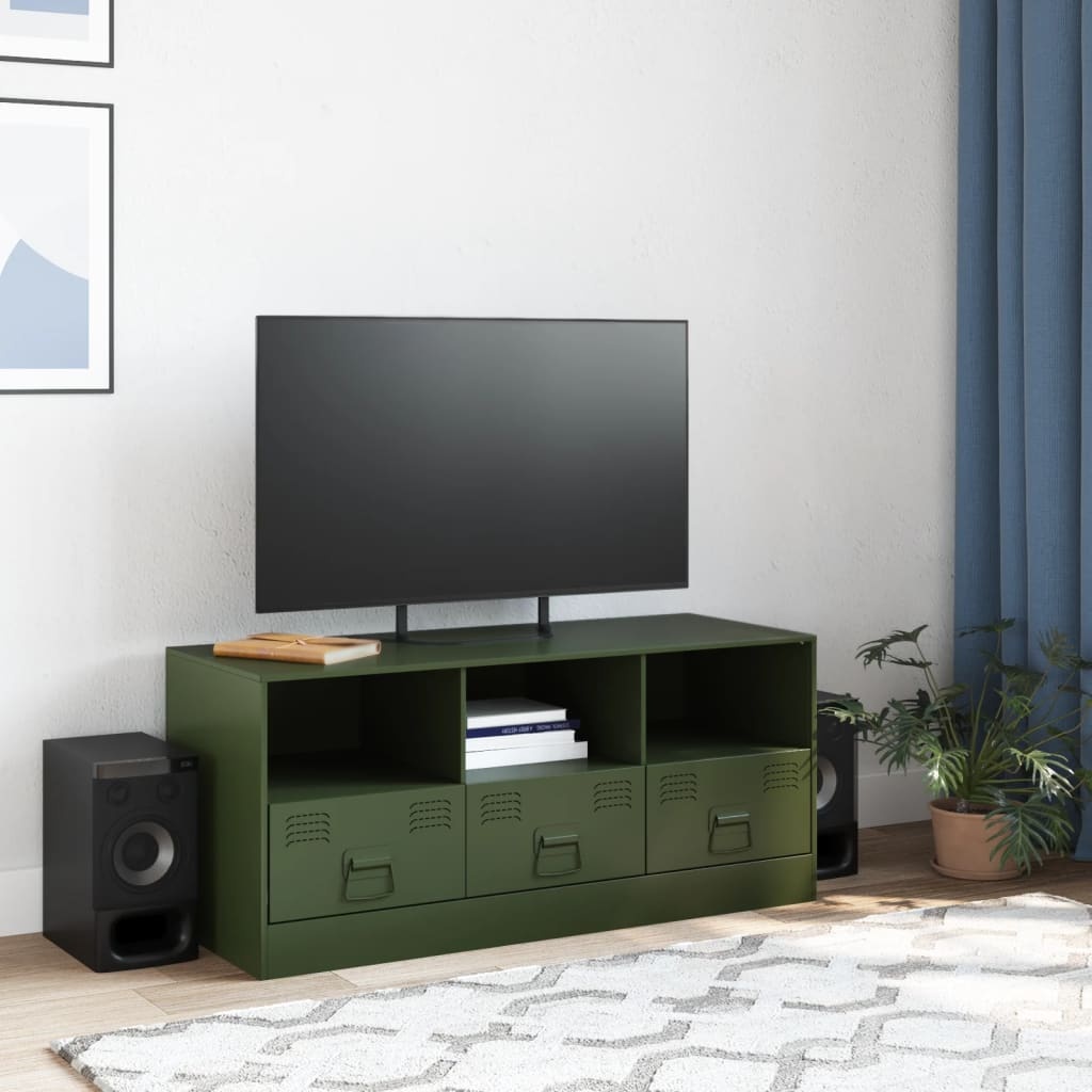 VidaXL Tv-meubel 99x39x44 cm staal olijfgroen