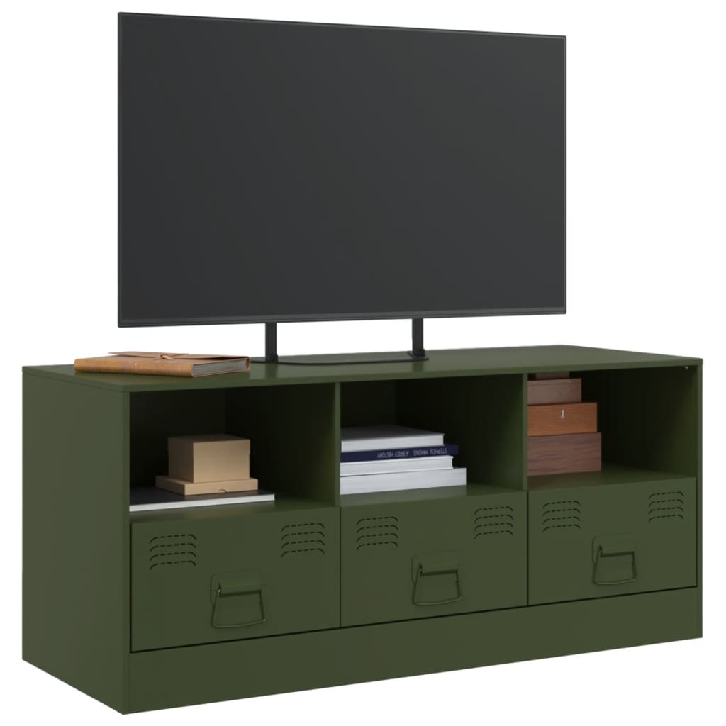 VidaXL Tv-meubel 99x39x44 cm staal olijfgroen