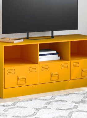 VidaXL Tv-meubel 99x39x44 cm staal mosterdgeel