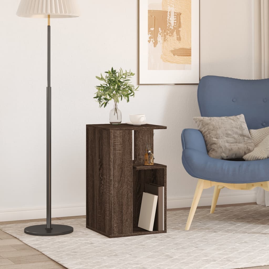 VidaXL Bijzettafel 35x35x60 cm bewerkt hout bruin eikenkleurig