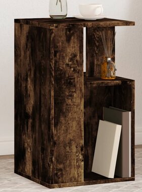 VidaXL Bijzettafel 35x35x60 cm bewerkt hout gerookt eikenkleurig