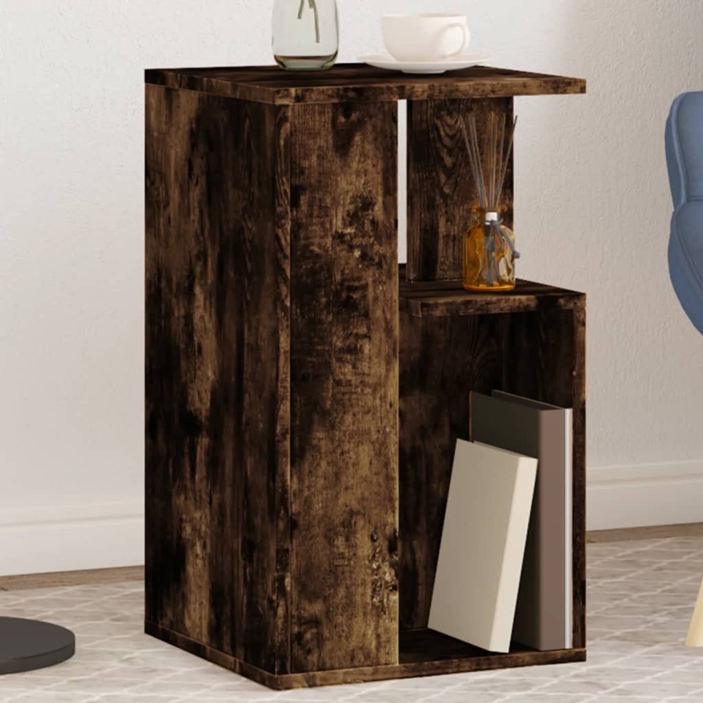 VidaXL Bijzettafel 35x35x60 cm bewerkt hout gerookt eikenkleurig
