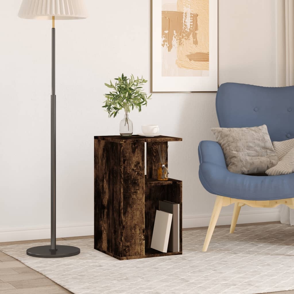 VidaXL Bijzettafel 35x35x60 cm bewerkt hout gerookt eikenkleurig