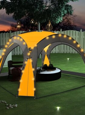 VidaXL Partytent met LED en 4 zijwanden 3,6x3,6x2,3 m geel