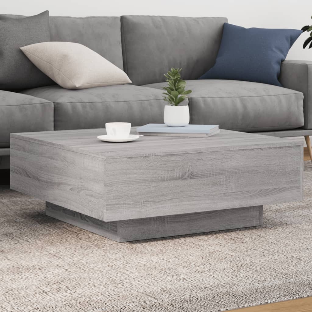 VidaXL Salontafel 80x80x31 cm bewerkt hout grijs sonoma eikenkleurig