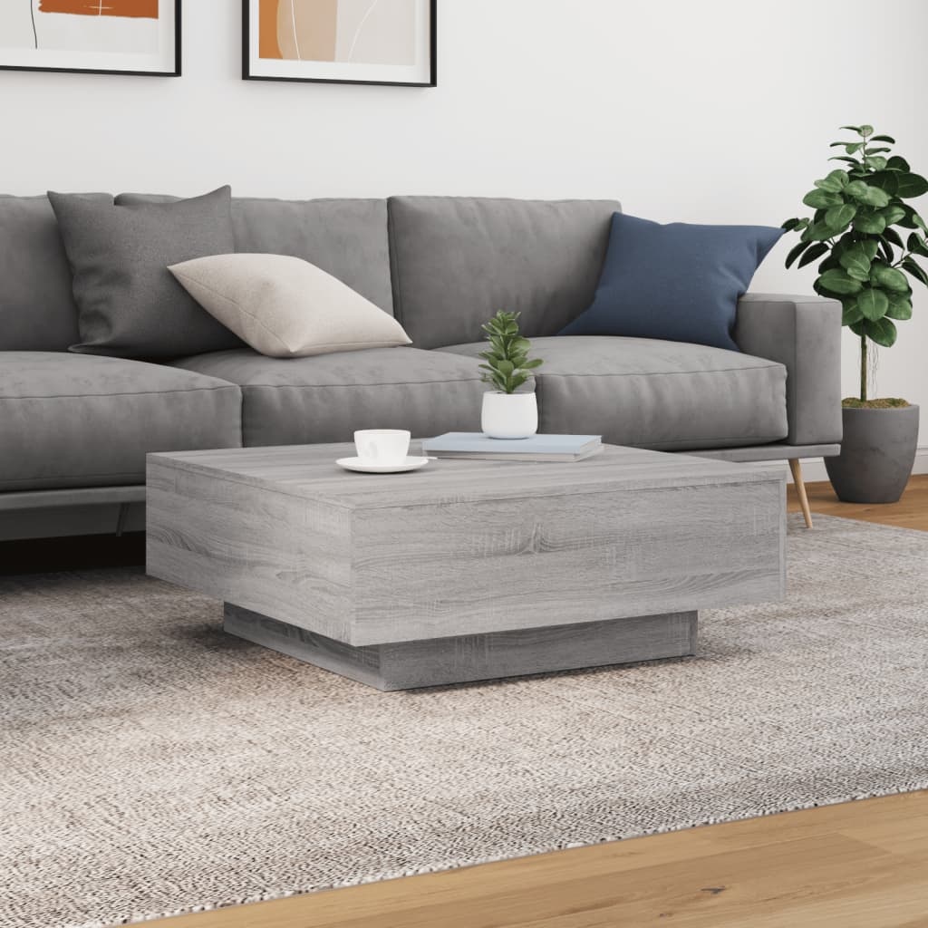 VidaXL Salontafel 80x80x31 cm bewerkt hout grijs sonoma eikenkleurig