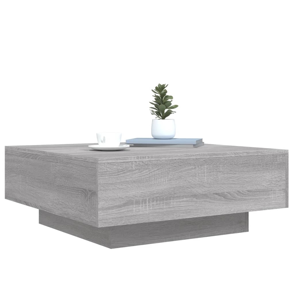 VidaXL Salontafel 80x80x31 cm bewerkt hout grijs sonoma eikenkleurig