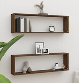 VidaXL Wandschappen kubus 2 st 100x15x30 cm bewerkt hout bruineiken
