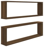 VidaXL Wandschappen kubus 2 st 100x15x30 cm bewerkt hout bruineiken