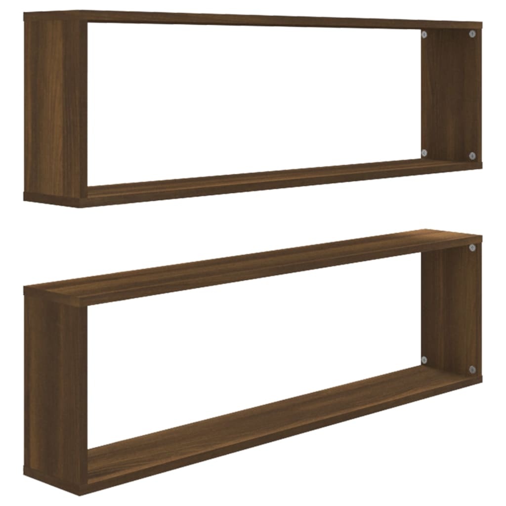 VidaXL Wandschappen kubus 2 st 100x15x30 cm bewerkt hout bruineiken