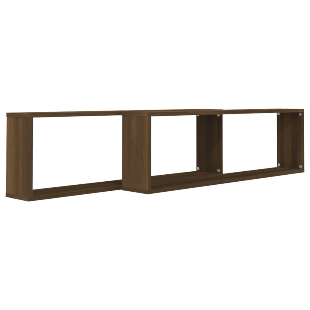 VidaXL Wandschappen kubus 2 st 100x15x30 cm bewerkt hout bruineiken