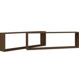 VidaXL Wandschappen kubus 2 st 100x15x30 cm bewerkt hout bruineiken