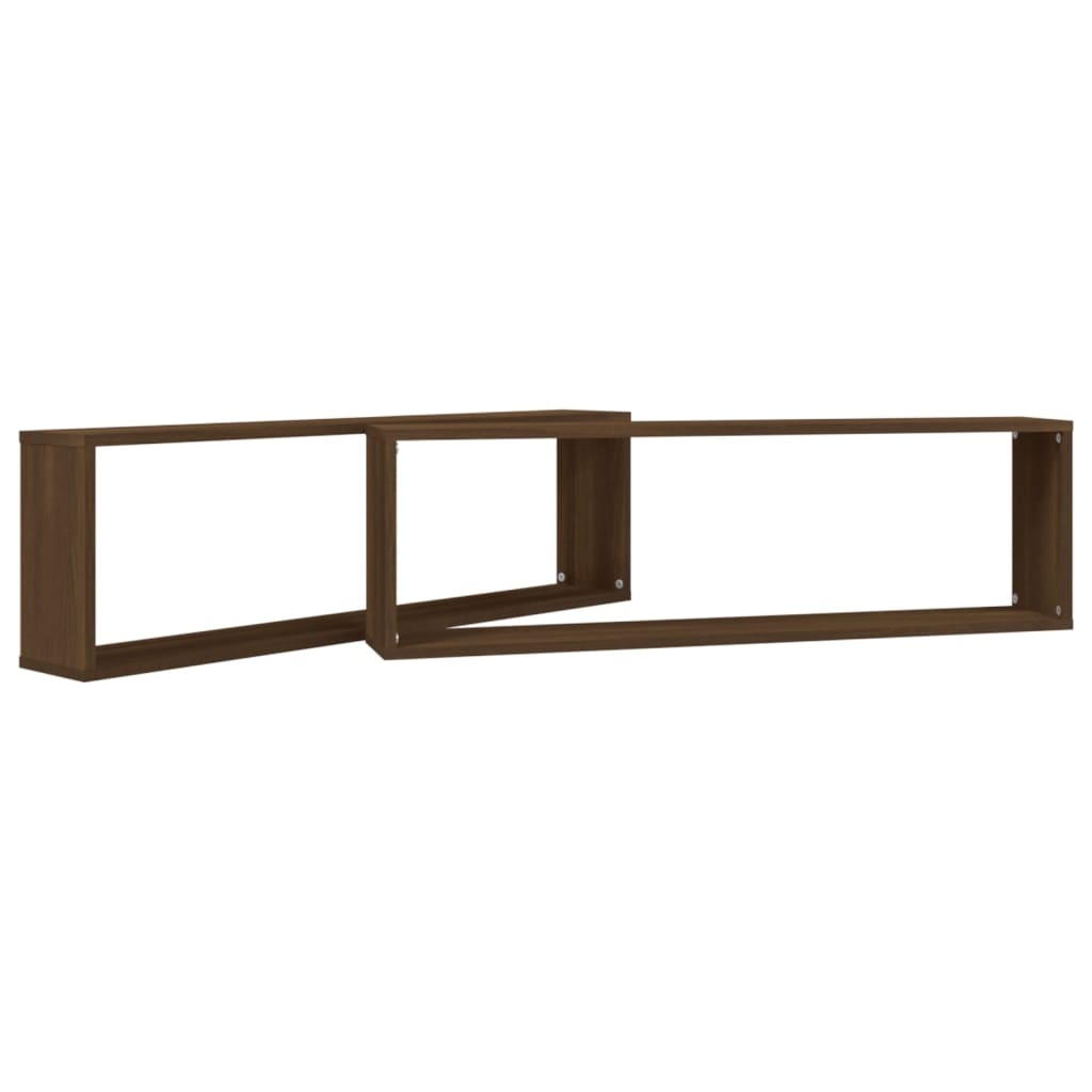 VidaXL Wandschappen kubus 2 st 100x15x30 cm bewerkt hout bruineiken
