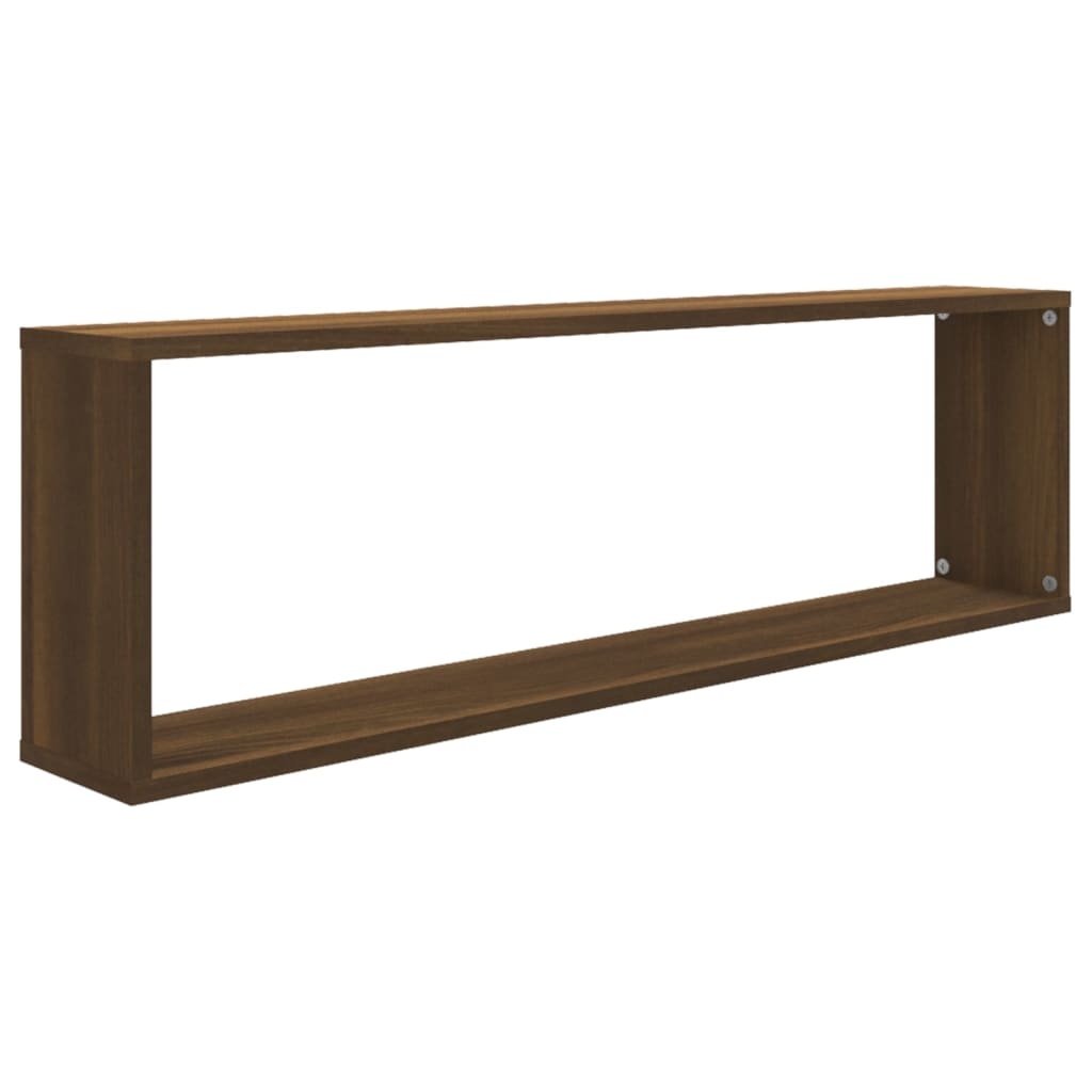 VidaXL Wandschappen kubus 2 st 100x15x30 cm bewerkt hout bruineiken