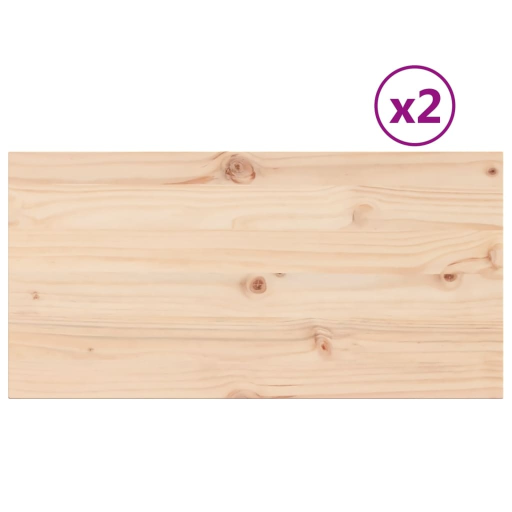 VidaXL Tafelbladen 2 st rechthoekig 90x45x2,5 cm massief grenenhout