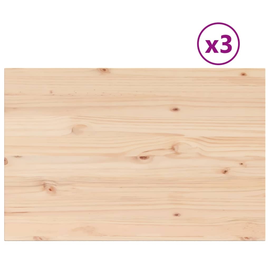 VidaXL Tafelbladen 3 st rechthoekig 80x53x1,7 cm massief grenenhout