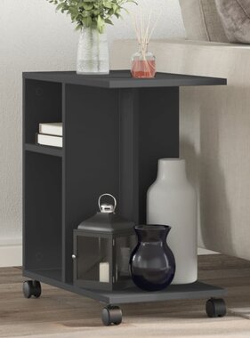 VidaXL Bijzettafel met wieltjes 50x30x55 cm hout zwart