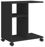 VidaXL Bijzettafel met wieltjes 50x30x55 cm hout zwart