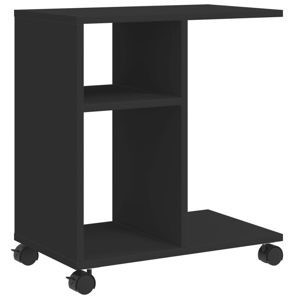 VidaXL Bijzettafel met wieltjes 50x30x55 cm hout zwart