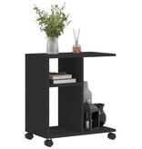 VidaXL Bijzettafel met wieltjes 50x30x55 cm hout zwart